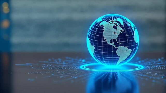 globe and binary code motion video loop