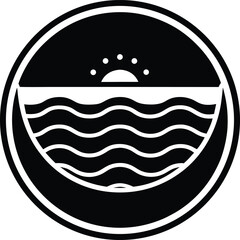 Ocean Depth Icon Outline Vector illustration
