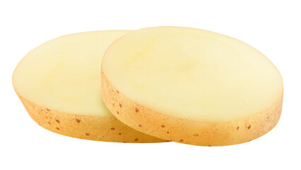 Fresh raw cut potatoes on transparent background.