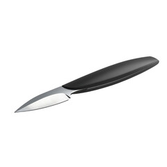 Paring knife with black handle isolated on transparent background