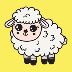 Cute Fluffy Cartoon Sheep A Sweet Animal Drawing Style