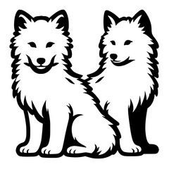 Silhouette of two wolves