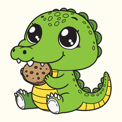 Adorable Alligator Munching on a Chocolate Chip Cookie Treat