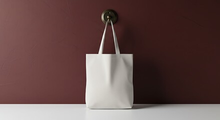 White Tote Bag Hanging on Wall