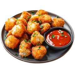 Crispy Fried Bites with Sauce on white background