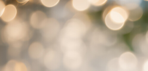 Blurred lights background with a hint of green foliage.