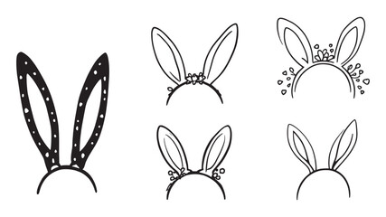 Bunny rabbit ears headband line art drawing