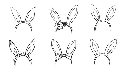 Bunny rabbit ears headband line art illustration