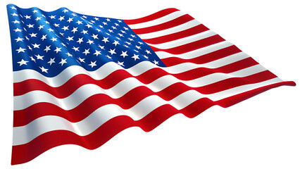 Fototapeta premium Waving American flag symbolizing freedom and patriotism isolated on transparent background.PNG