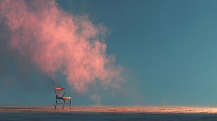 Modern minimalist setting with one chair isolated on a plain open surface, ideal for design themes and abstract visual concepts.