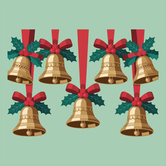 christmas bells with holly