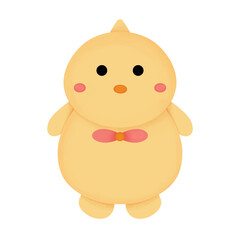 Cute cartoon illustration of yellow chicken 