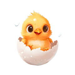 Cute Chick Hatching: Adorable Baby Bird on white background