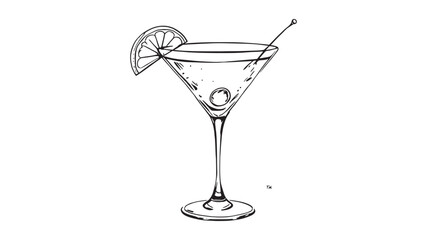 Cosmopolitan in Martini Glass line art drawing