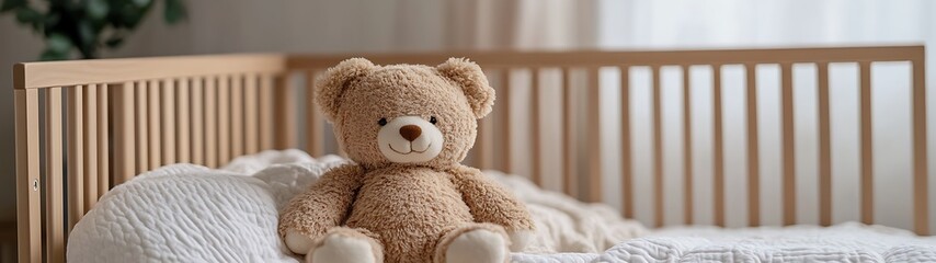 Obraz premium Teddy bear in a crib