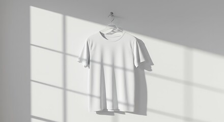 White T-shirt Mockup Hanging on Wall