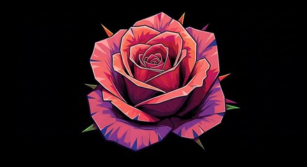Red pink rose illustration