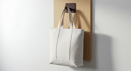 White Tote Bag Hanging on Wall