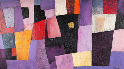 Bold color block abstract painting