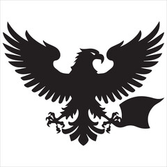 Eagle Clutching a Banner Silhouette, Eagle With Banner