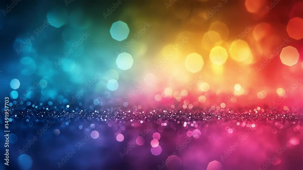 Poster Colorful light display creates a mesmerizing bokeh effect at an evening event in a vibrant setting
