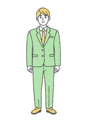 立ち姿の男性ビジネスマンのシンプルなカラーイラスト
