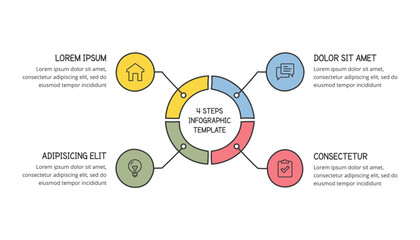Simple hand drawn circle diagram with four elements, doodle infographics, vector eps10 illustration