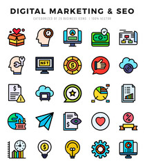 icons set. Digital Marketing & SEO for web. app. vector illustration.
