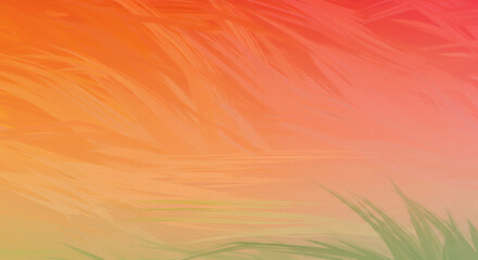 Warm gradients of mango orange, flamingo pink, and palm green, bleeding into each other like a sunset over water.