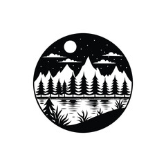 Flat and Minimal Nature logo vector illustration isolated on white background