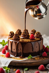 chocolate cake with cherries