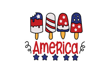 America Popsicles 4th of July typography T Shirt Design