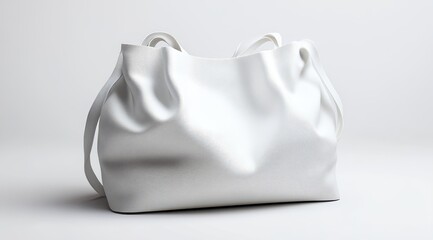 White tote bag, smooth, textured, simple design, on plain background