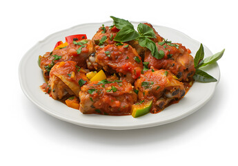 Savory chicken stew with bell peppers and basil