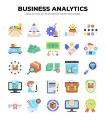Collection of Business Analytics Icons. Data Analysis. Finance. and Marketing