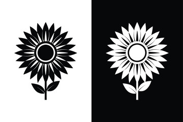 Sunflower Icon silhouette Vector. Sunflower Isolated on White black Background
