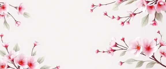 Fototapeta premium Elegant floral wedding invitation template with delicate leaves and blossoms, perfect for spring or summer weddings, art, leaves