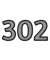 Black and white color numbers 302