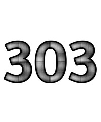 Black and white color numbers 303