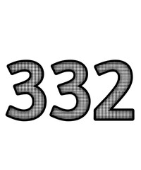 Black and white color numbers 332