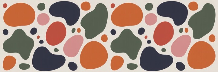 Colorful abstract shapes create a modern design in a playful arrangement on a light background throughout the image