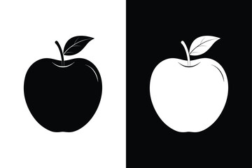 Black and White Apple Icon. Flat Design Vector for Digital Use