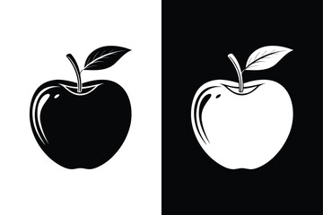 Apple Fruit Vector Icon. Flat Silhouette Graphic Design Isolated