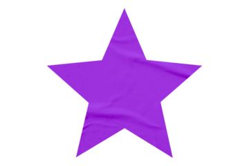 Crumpled purple star pattern stickers, separated on a transparent background.