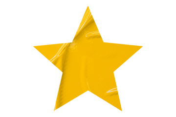 Crumpled yellow star pattern stickers, separated on a transparent background.