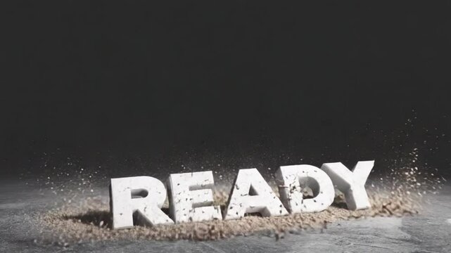 READY Text Animation on Grunge Background