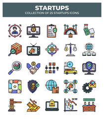 Collection of 25 Startup Icons: Business. Marketing. Finance. and Investment