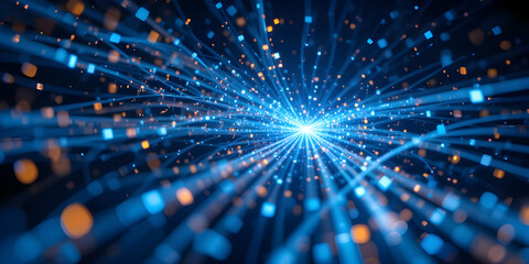 Naklejka premium Abstract Data Streams Flowing Through Fiber Optic Cables – High-Tech Digital Network Visualization