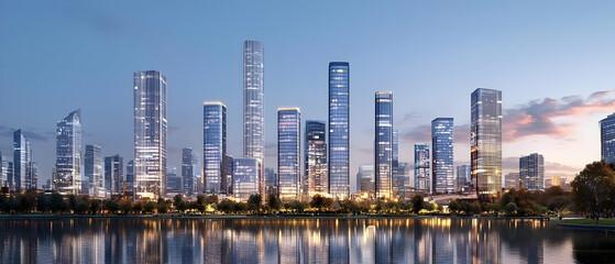Obraz premium Modern City Skyline At Twilight