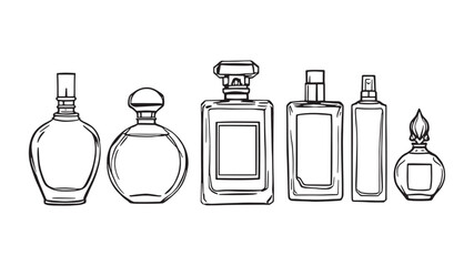 perfume bottles line art minimal shapes